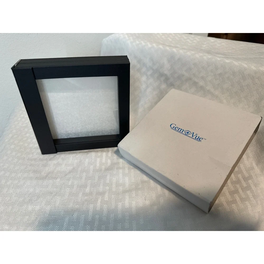 GemVue Black Floating Frame Jewelry Gemstone Display Case with Sleeve 4.75 inch